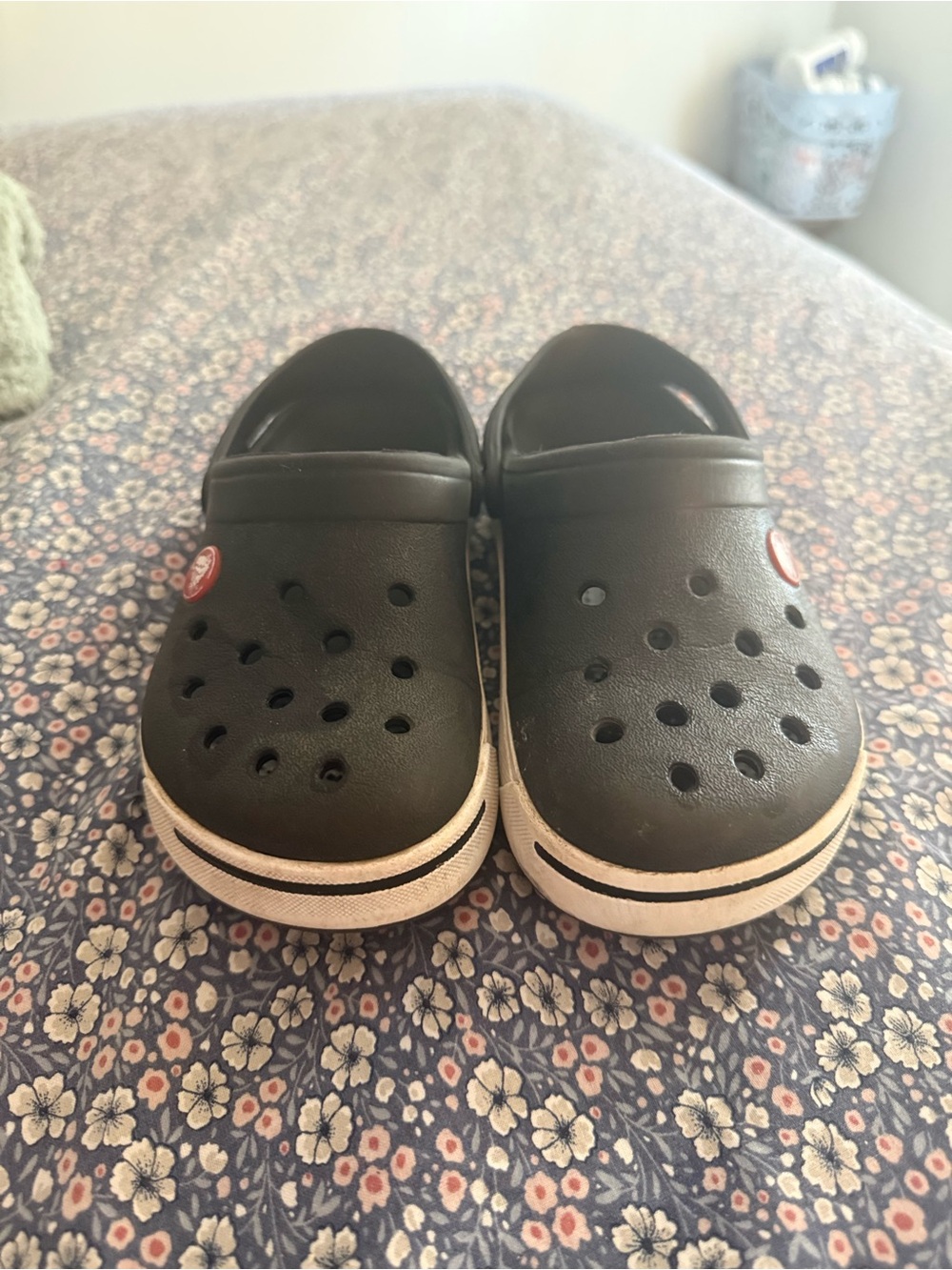 CROCS Kids Black Clogs with White Trim
